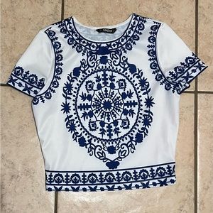 Girl White shirt with blue design